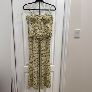 Retro Print Spaghetti Strap Top & Pants Set